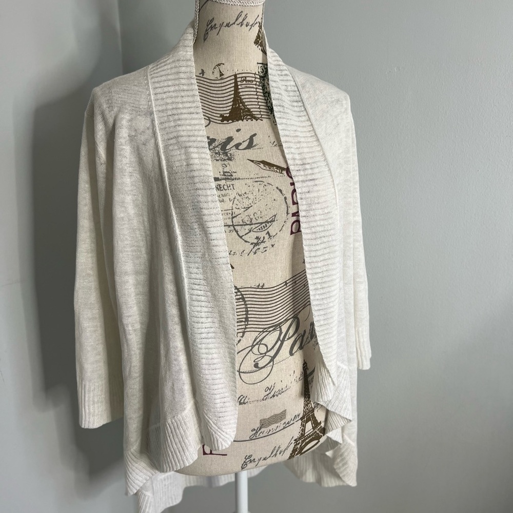 Eileen Fisher Cream Open Front Cardigan